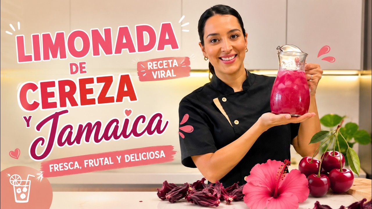 🍋🌺 Limonada Viral de Jamaica y Cereza | Receta en Thermomix❤️
