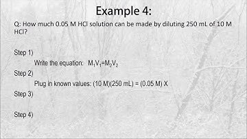 Dilutions Using M1V1=M2V2 equation