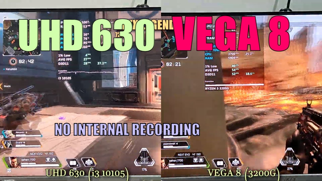 i3 gen 10105 vs ryzen 3 3200g (Vega 8 vs Intel UHD 630) in 2021