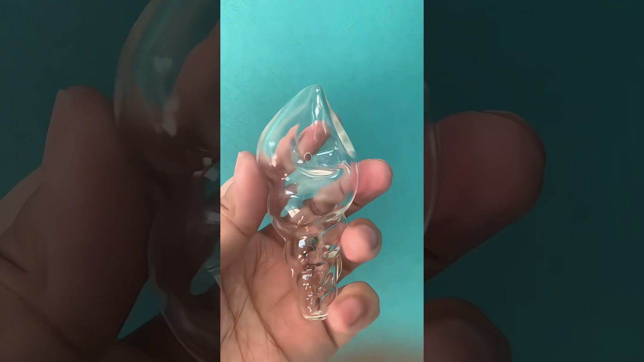 Clear Conch Shell Inspired Swirl Design Glass Hand Pipe 