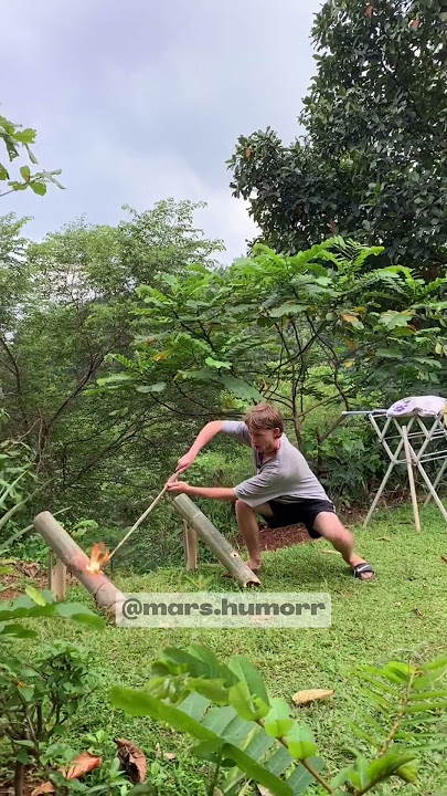 Bule coba permainan meriam bambu #humor #lucu #videolucu