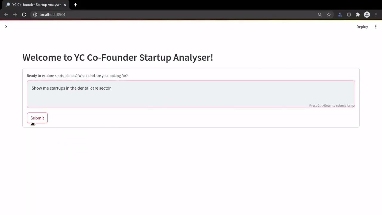 YC Co-Founder Startup Analyser - Demo