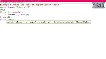 GE8161 Problem Solving and python Programming Laboratory 20   Accept n names and sort