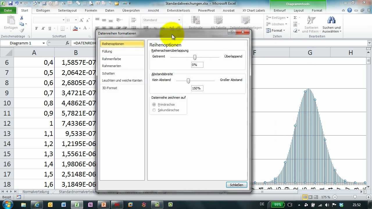 New Update Excel # 297 - Normalverteilung und Verteilungsfunktion - Glockenkurve mit NORM.VERT