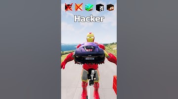 NOOB vs Girl vs PRO vs HACKER vs HEROBRINE Car Jump Challenge! 😎 🚗  #shorts #beamngdrive