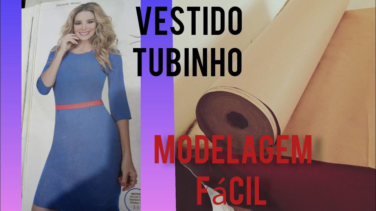 MODELAGEM do vestido tubinho/ manga longa no tecido LUREX.pratico e fácil/para iniciantes.