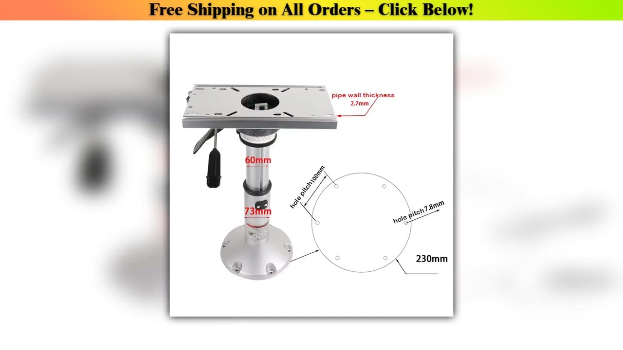 Aluminum Gas Lift Boat Seat Pedestal with Slide Mount - Adjustable Height Air-Powered Power-Rise