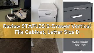 Review STAPLES 3-Drawer Vertical File Cabinet, Letter Size Documents, Lockable & Mobile, 18.9 D x 1