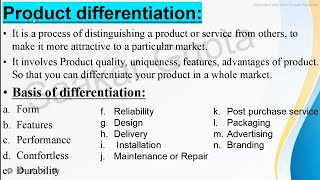 Product Differentiation || Basis Of Differentiation your product in market || Marketing management