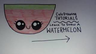 ~How To Draw A Cartoon Watermelon With Smiley Face~