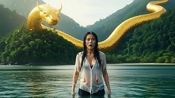 Alone Girl Survival in the Jungle  Giant Python Emerges on the Beach
