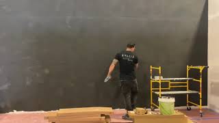 Venetian plaster concrete slab look, black marmorino Ks for home and design show!