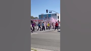 BTS dancing Dynamite on Crosswalk . The late show .