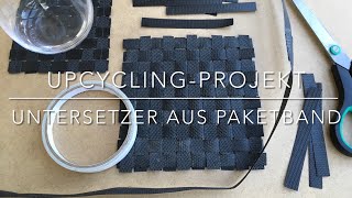 Upcycling-DIY- Projekt / Untersetzer aus   einem Kunststoff-Paketband weben