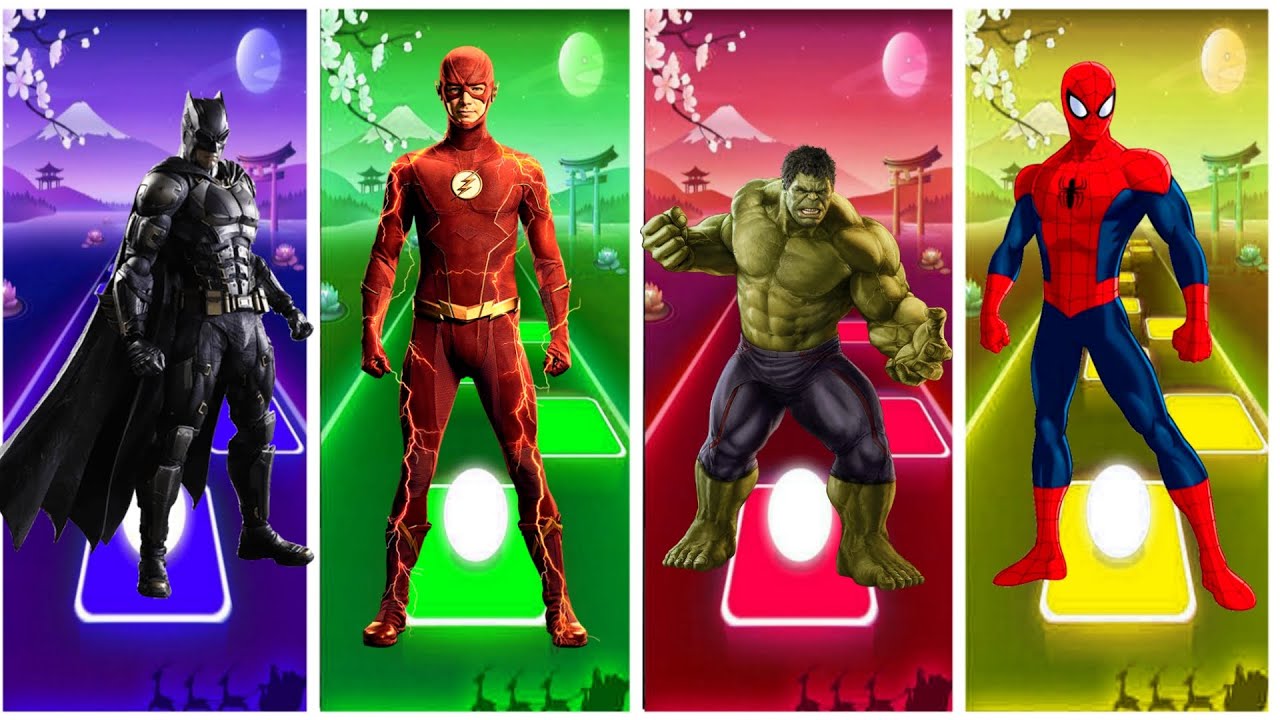 TILES HOP SUPERHEROES. BATMAN VS FLASH VS HULK VS SPIDER MAN #12