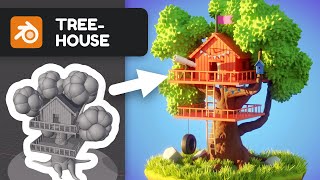 Treehouse in Blender 2.90 - 3D Modeling Timelapse