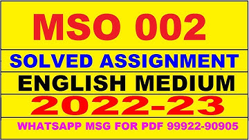 mso 2 solved assignment 2022-23 in english | mso 002 solved assignment 2022-23 | mso 002 2023
