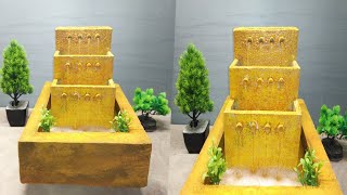 Making an amazing tabletop fountain from styrofoam & cement || Desktop fountain || DIY craft ideas