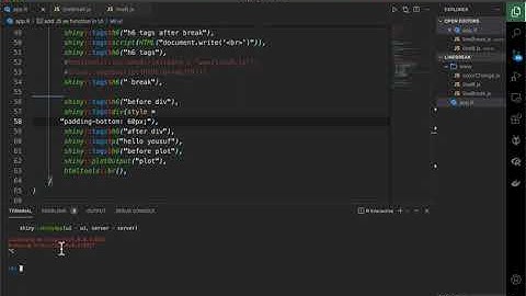 shinyJS padding instead br