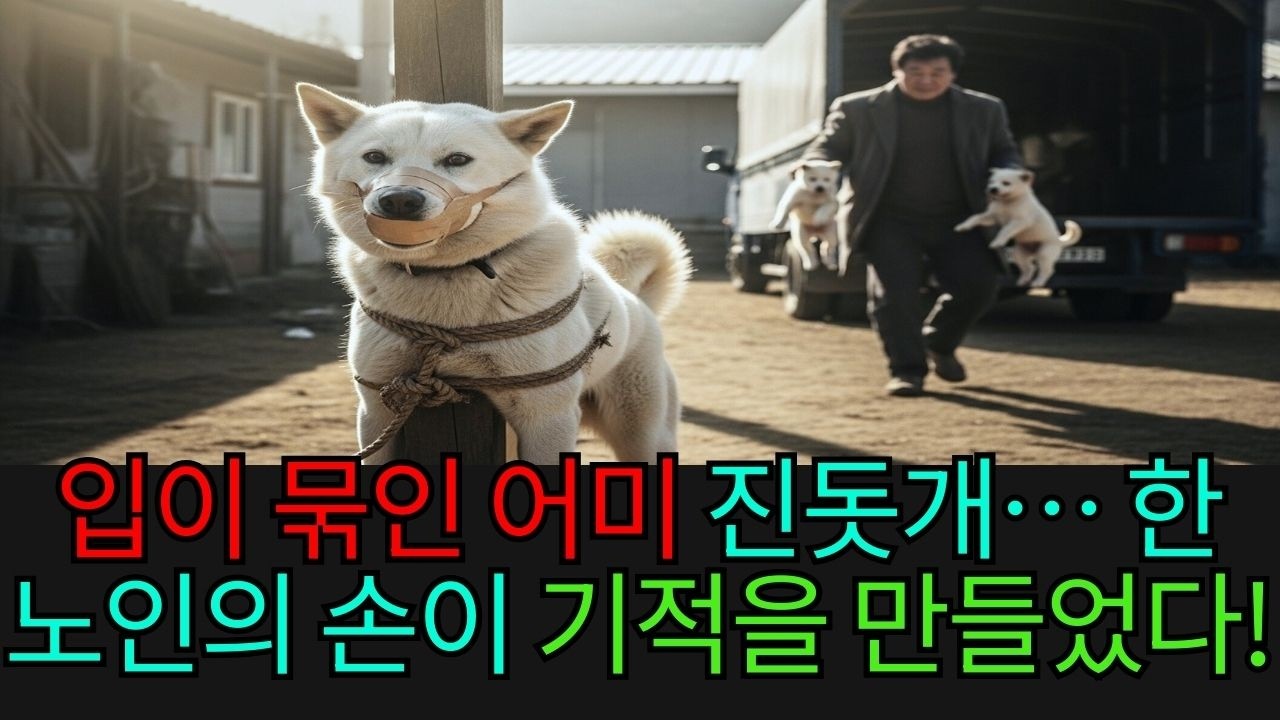 입이 묶인 채 새끼를 잃은 어미 진돗개… 절망 속, 한 노인의 손이 기적을 만들었다!