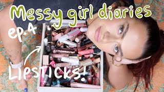 MESSY GIRL DIARIES: DECLUTTERING MY LIPSTICKS &amp; PALETTES | TIDY SPACE TIDY MIND EP. 4 EmmasRectangle