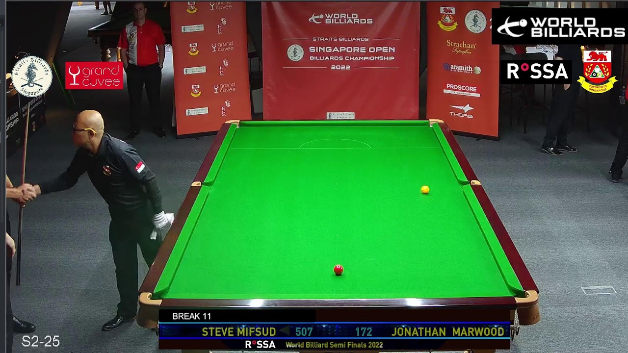 Jonathan Marwood v Steve Mifsud Semi Final Singapore Open Billiards Championship 2022