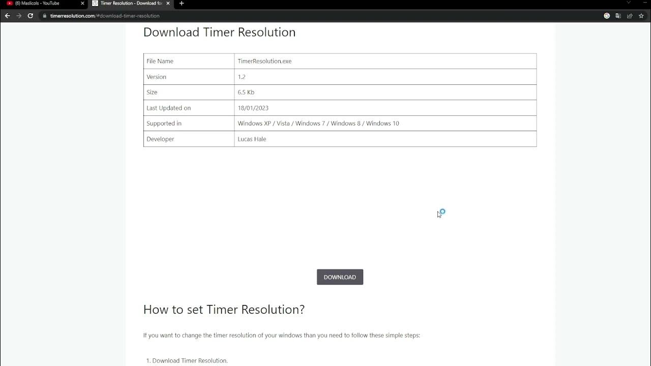 timer resolution YouTube