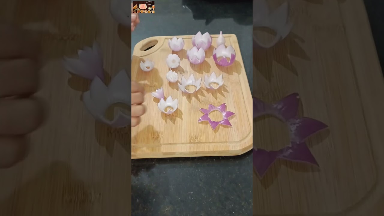 Simple Onion 🧅 Carving Cutting Design #shorts #salad #decoration #fruit