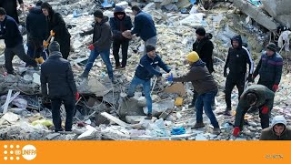 Drone footage of earthquake damage and rescue efforts in Türkiye