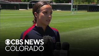 Mallory Swanson speaks to reporters after USWNT practice, hopes to inspire Colorado girls