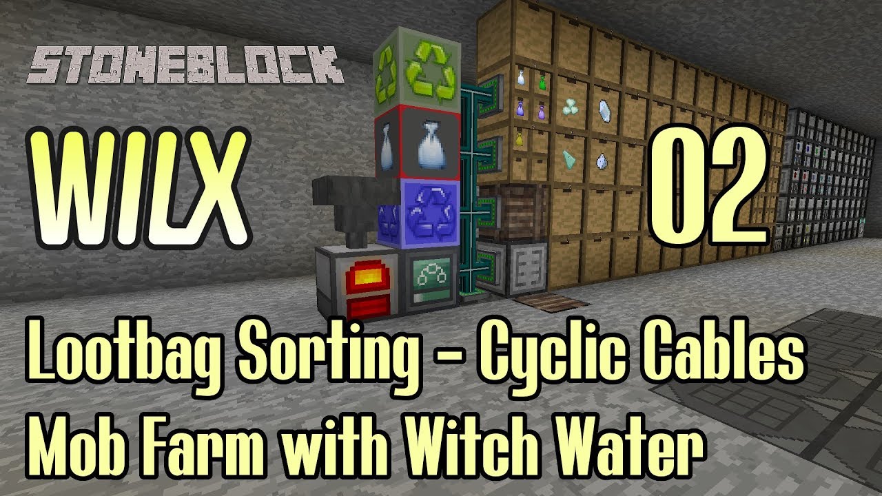 02 Loot Bag Sorting, Mob Farm with Witch Water StoneBlock YouTube