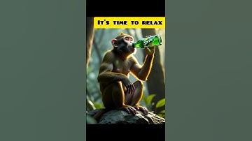 🥤🐒✨“Even monkeys know how to stay cool! #funny #monkey #trending #monkeyvideo #aishorts #aimonkey