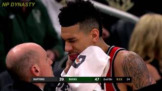 Danny Green Gets A BLOODY MOUTH From Eric Bledsoe's Elbow - Raptors vs Bucks
