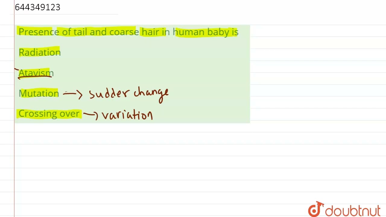 Presence of tail and coarse hair in human baby is  | 12 | EVOLUTION | BIOLOGY | AAKASH INSTITUTE...