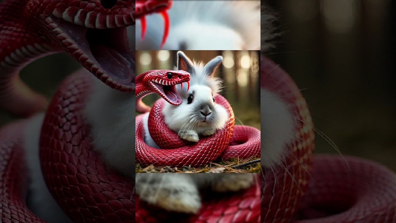 Cute rabbit rescued the poor little hedgehog 