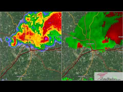 2011 Tuscaloosa, Alabama Tornado Doppler Radar (Split Screen) - YouTube