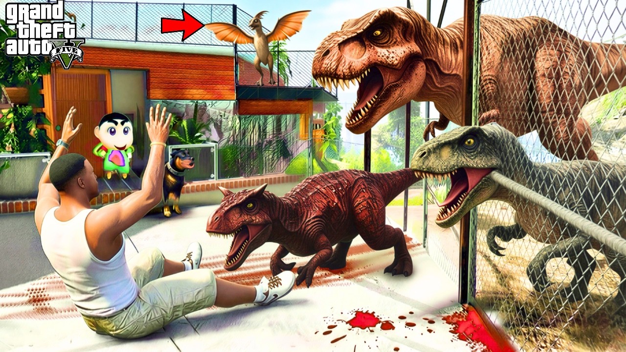Franklin Found A Dangerous Hungry Dinosaurs In GTA 5 !!