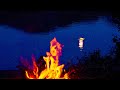 Campfire by a Lake | Sleep or Study to Water Sounds & Crackling Fire White Noise | 10 Hours