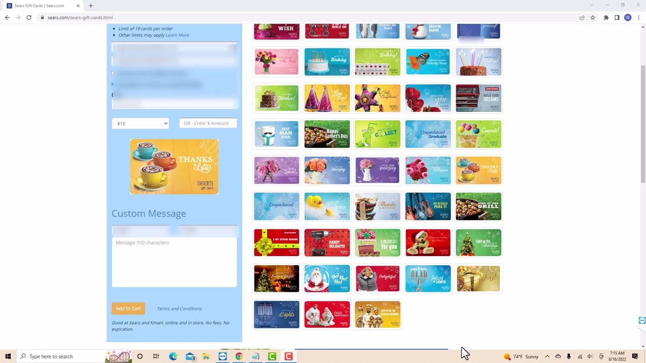 How to Buy a Gift Card on Sears