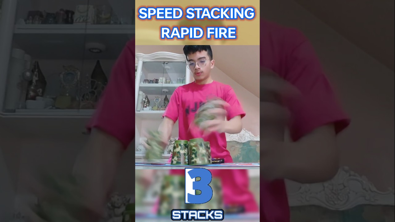 A Crazy Fast Speed Stacking Freestyle Rapid Fire in 0.947 Seconds! 
