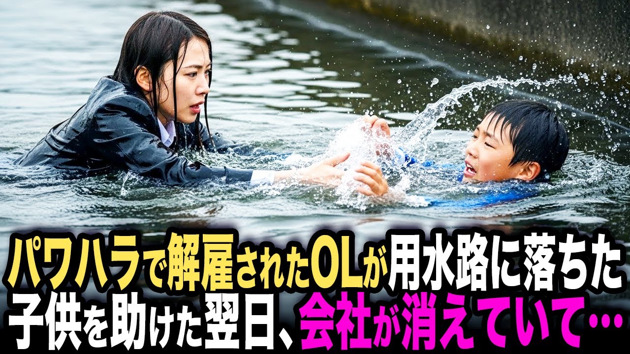 パワハラで辞めさせられたOLが用水路に転落した小学生を助けた翌日、働いていた会社が消えていた…