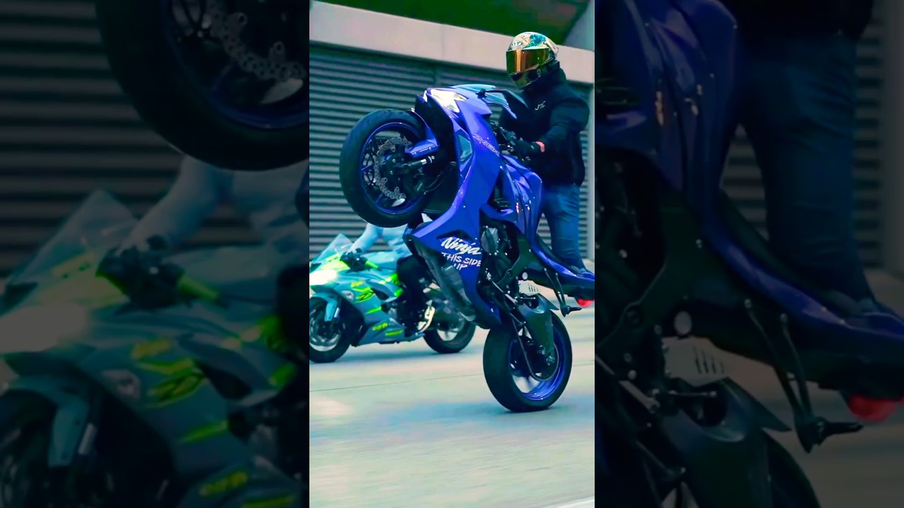 wheeling Kawasaki 636 ninja stunt biker