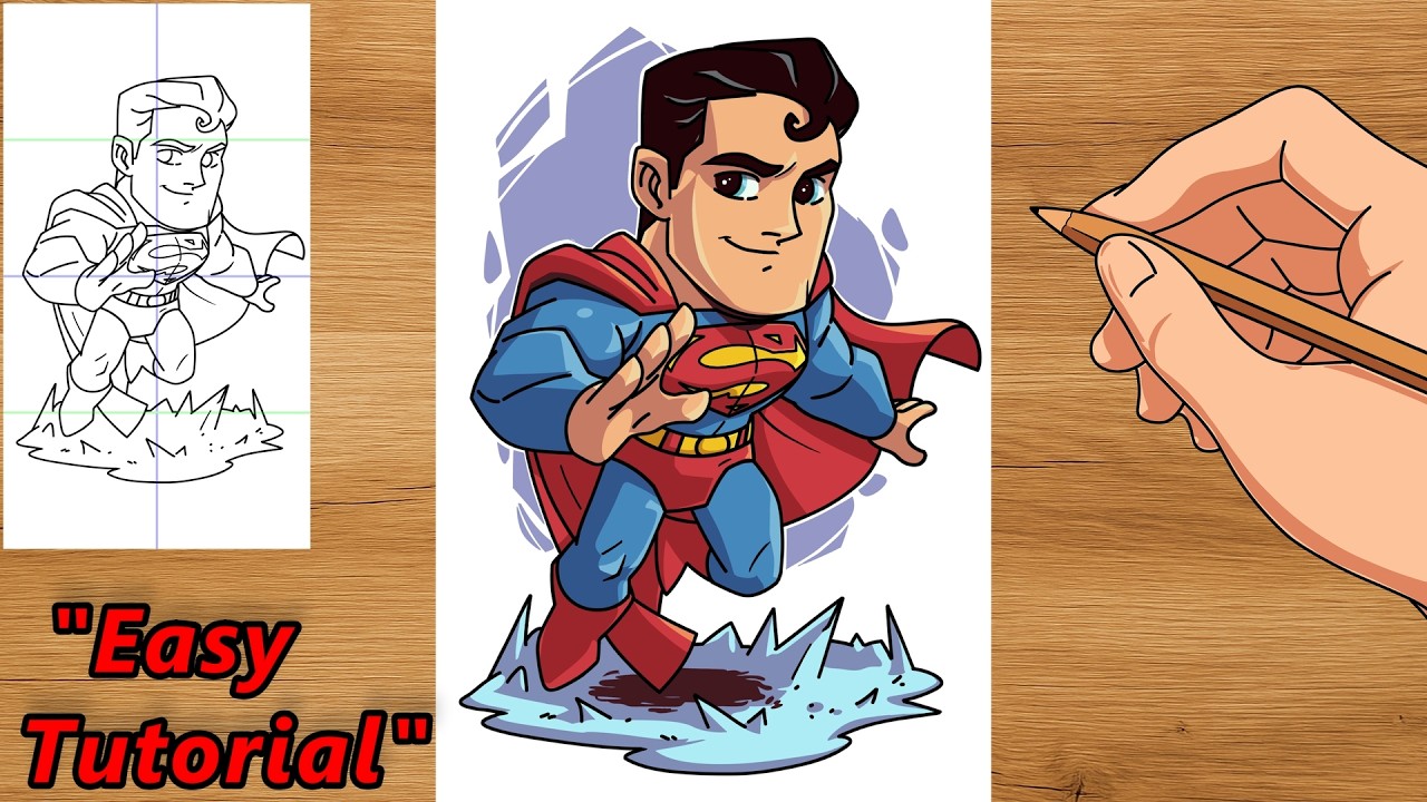"How to Draw Superman Chibi | Very Easy Step-by-Step Anime Drawing Tutorial for Beginners"