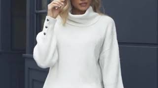 Casual Long Sleeve Buttoned Turtleneck Sweater