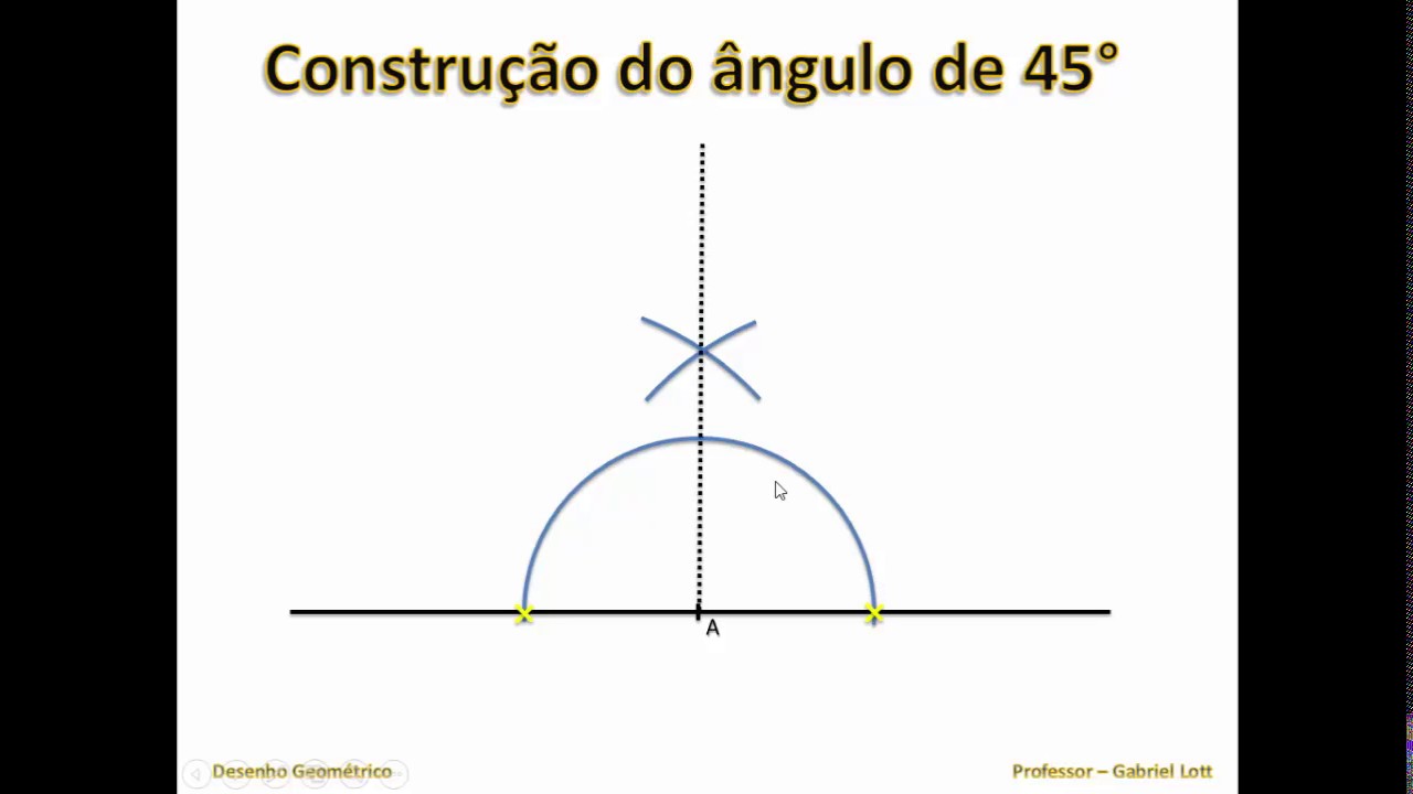 Construção do ângulo de 45° 