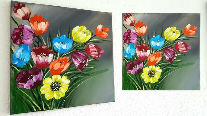 Blumen Malen Acryl Spachtel - Easy Flowers Painting Acrylic Technique -  YouTube