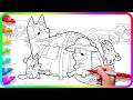 BLUEY Coloring Pages. I show you How to color Bluey, Bingo, Bandit, Chilli on the beach