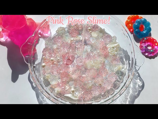 【ASMR】きらきらピンクローズスライムを作るよ! DIY Pink Rose Slime!  Satisfying Video!解压 史莱姆