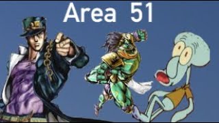 Jotaro enters Area 51, warps to the Spongebob Universe, and kills Squidward!