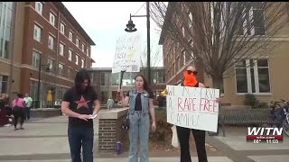 Student calls for justice during protest for sexual assault victims on ECU campus